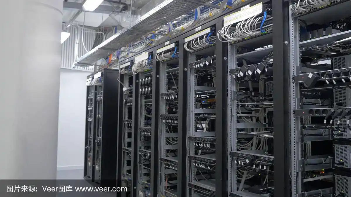 A large-scale cryptocurrency mining farm with rows of miners, emphasizing scale and power consumption.