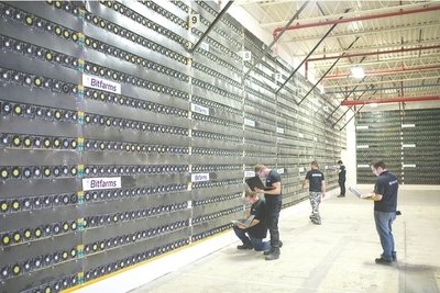 A mining farm filled with multiple ASIC miners