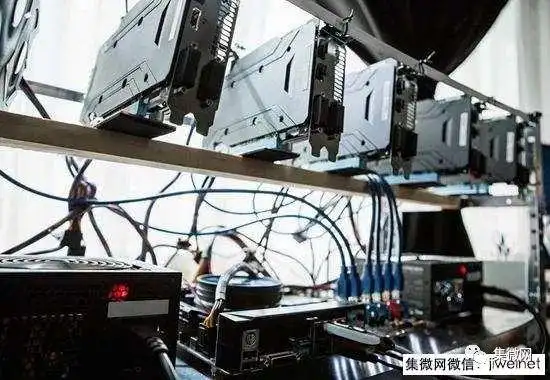 A large mining farm showcasing rows of miners working together