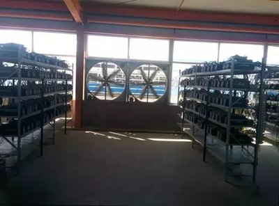 Modern Bitcoin mining farm leveraging renewable energy sources