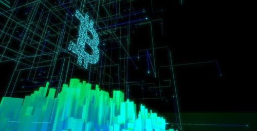 A vibrant depiction of Bitcoin mining rigs in action, symbolizing the digital gold rush